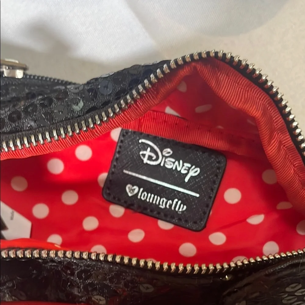 Loungefly Disney Minnie Black Sequin Bum Bag with Red Accent - Picture 5 of 14
